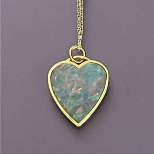 Jennifer Meyer Red Boulder Opal Inlay Heart Necklace